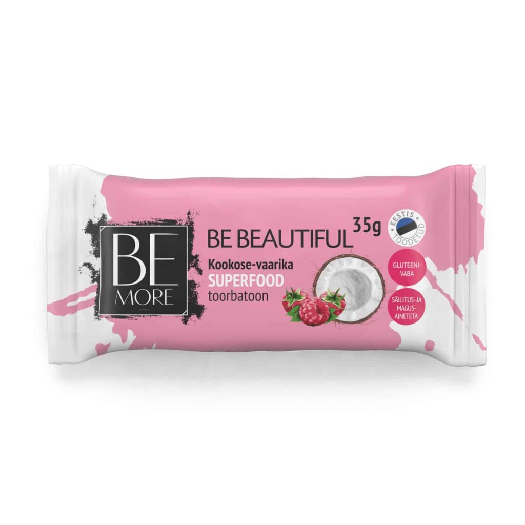 Be Beautiful coconut-raspberry raw bar - 16pc